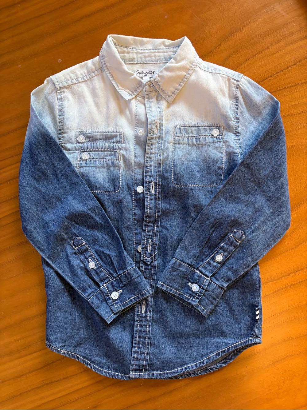 Splendid Kids Ombre Denim Shirt button down shirt - White & Blue Fade